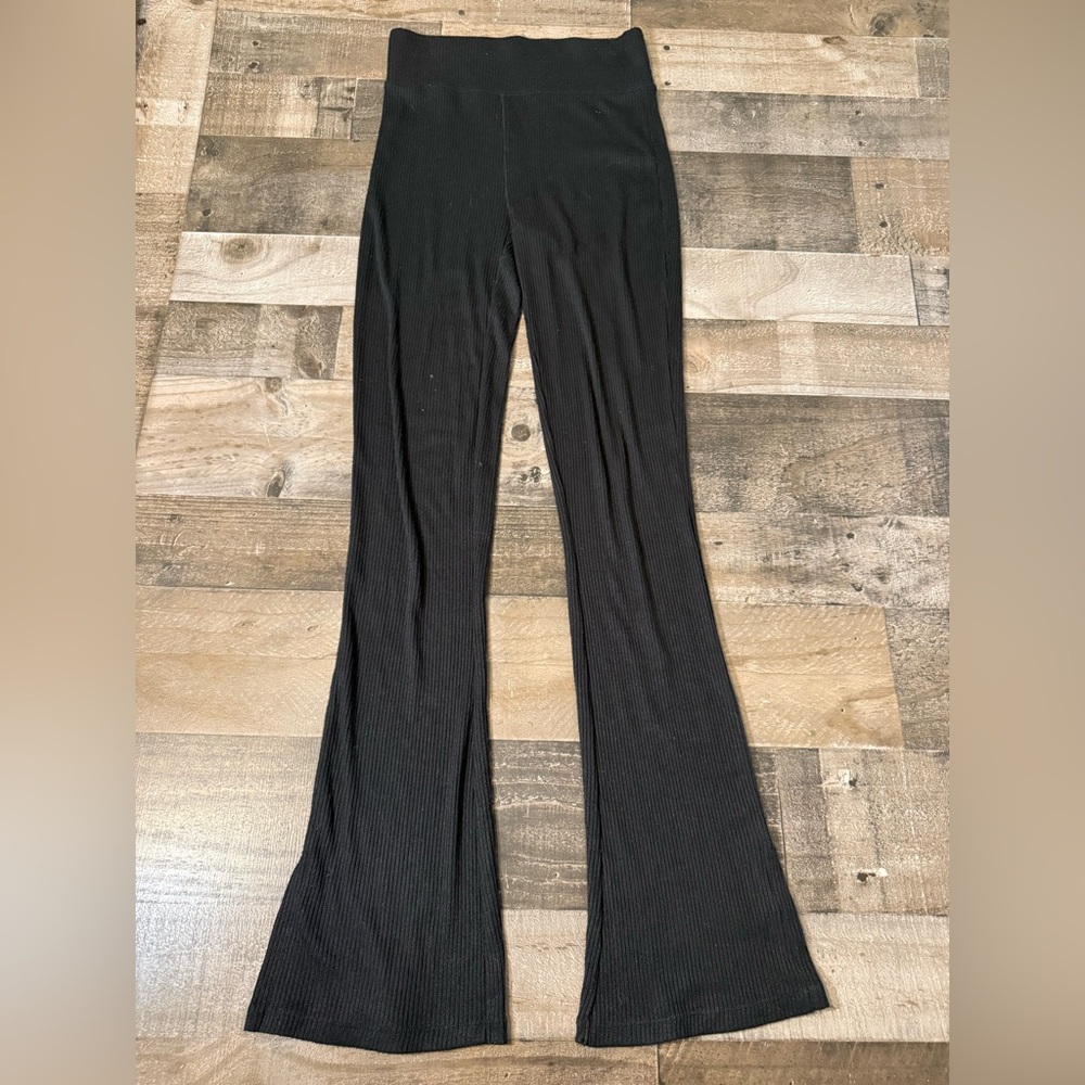 rag & bone Black Ribbed Flare‎ Leggings High Rise Stretch Pants